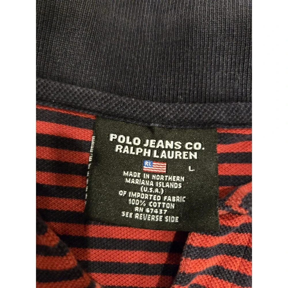 Polo Jeans Co Ralph Lauren Red Blue Stripe‎ Polo